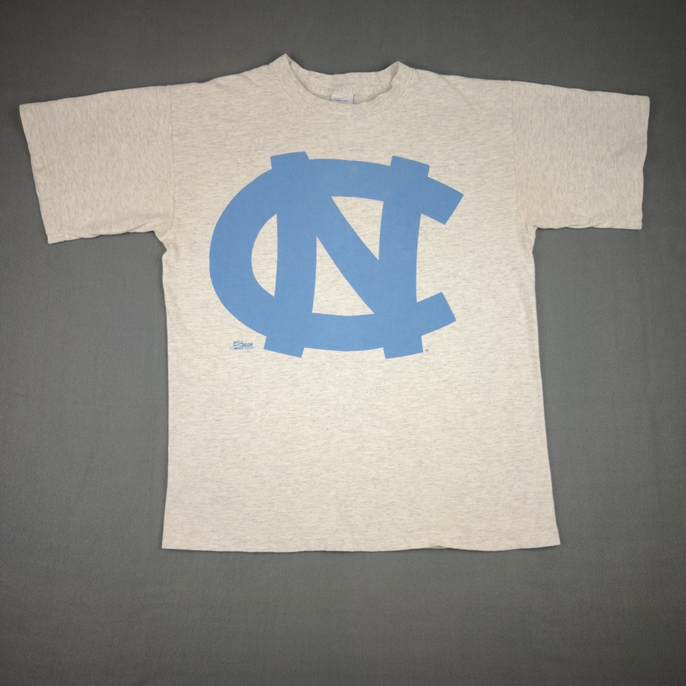 Vintage Salem Sportswear UNC Tar Heels T-Shirt Grey Single Stitch Large Made USA